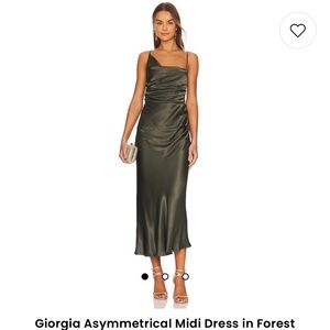 Shona Joy Giorgia Asymmetrical Midi Dress in Forest Shona Joy Revolve